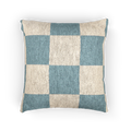 A front view of the Danish Blue & Cream Woven Check Pillow, showing a danish blue checker pattern on an oatmeal cream colored background. 