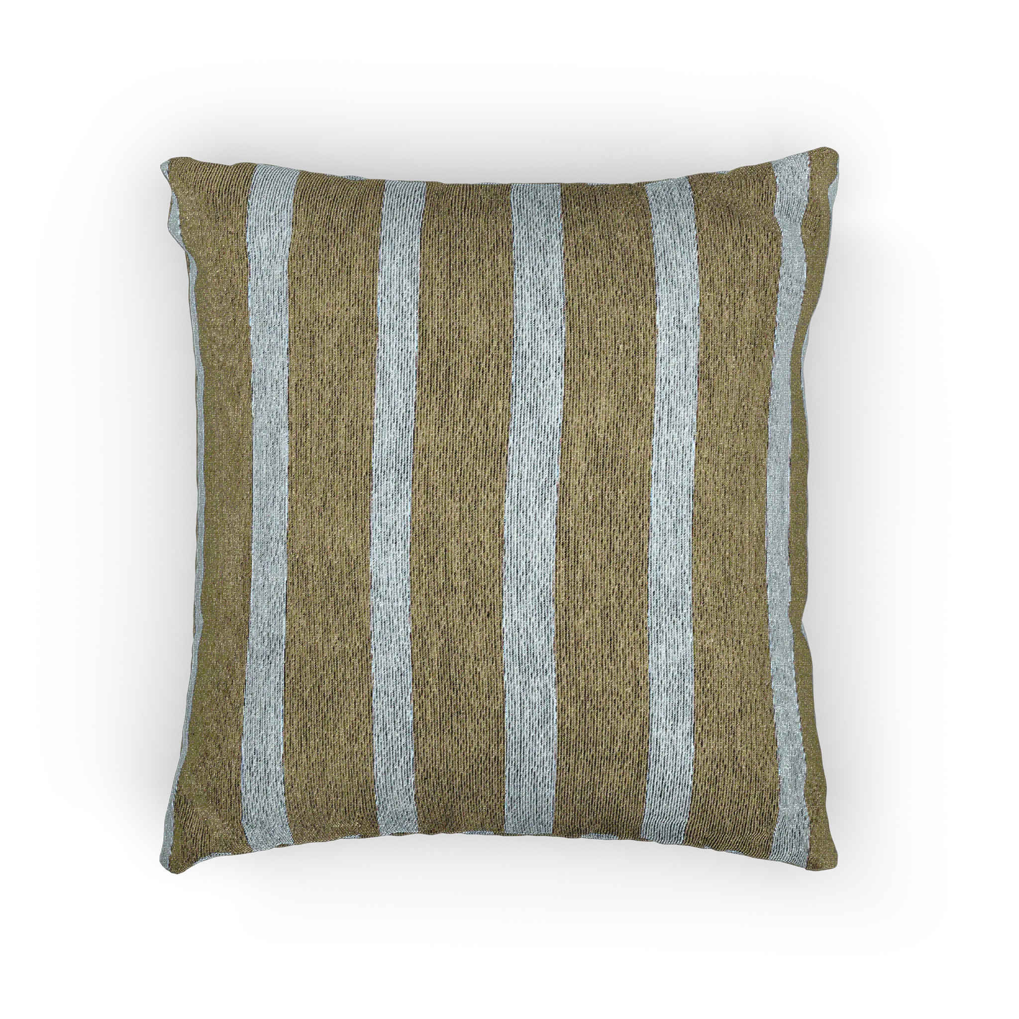 A back preview of the Danish Blue Dark Neutral Wood Striped Woven Pillow showing a dark neutral wood background and danish blue pinstripes. 