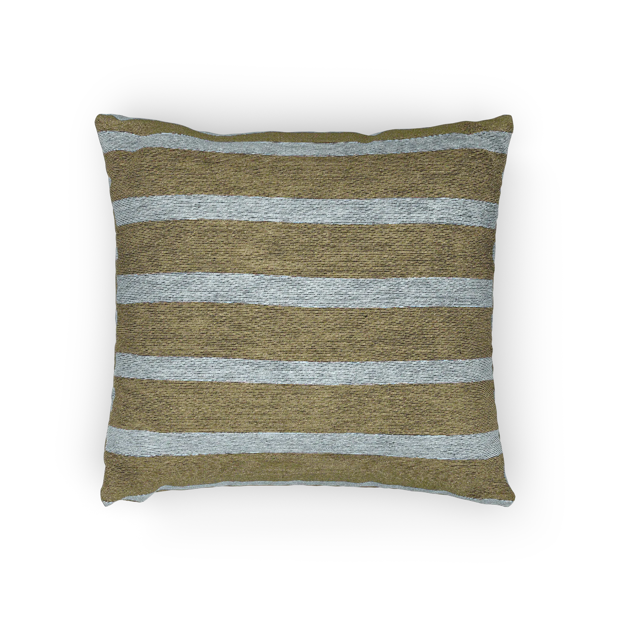A horizontal preview of the Danish Blue Dark Neutral Wood Striped Woven Pillow showing a dark neutral wood background and danish blue pinstripes. 
