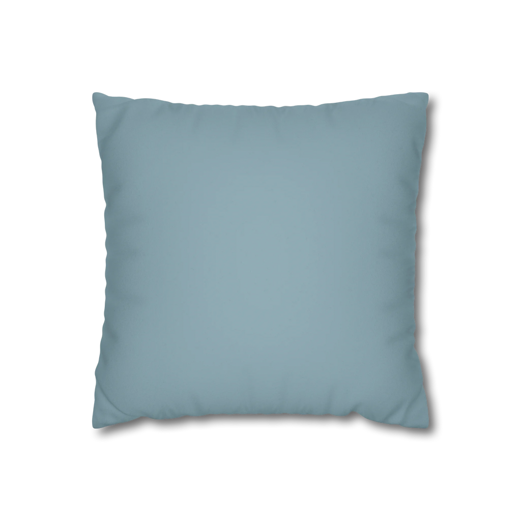 Danish Blue faux suede pillowcase, front view.