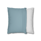 Danish Blue faux suede pillowcase, open view.