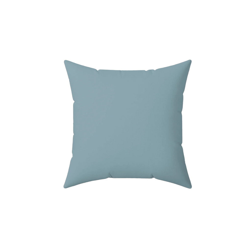 Danish blue faux suede throw pillow, front view.