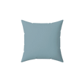 Danish blue faux suede throw pillow, front view.