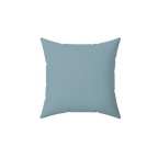 Danish blue faux suede throw pillow, front view.