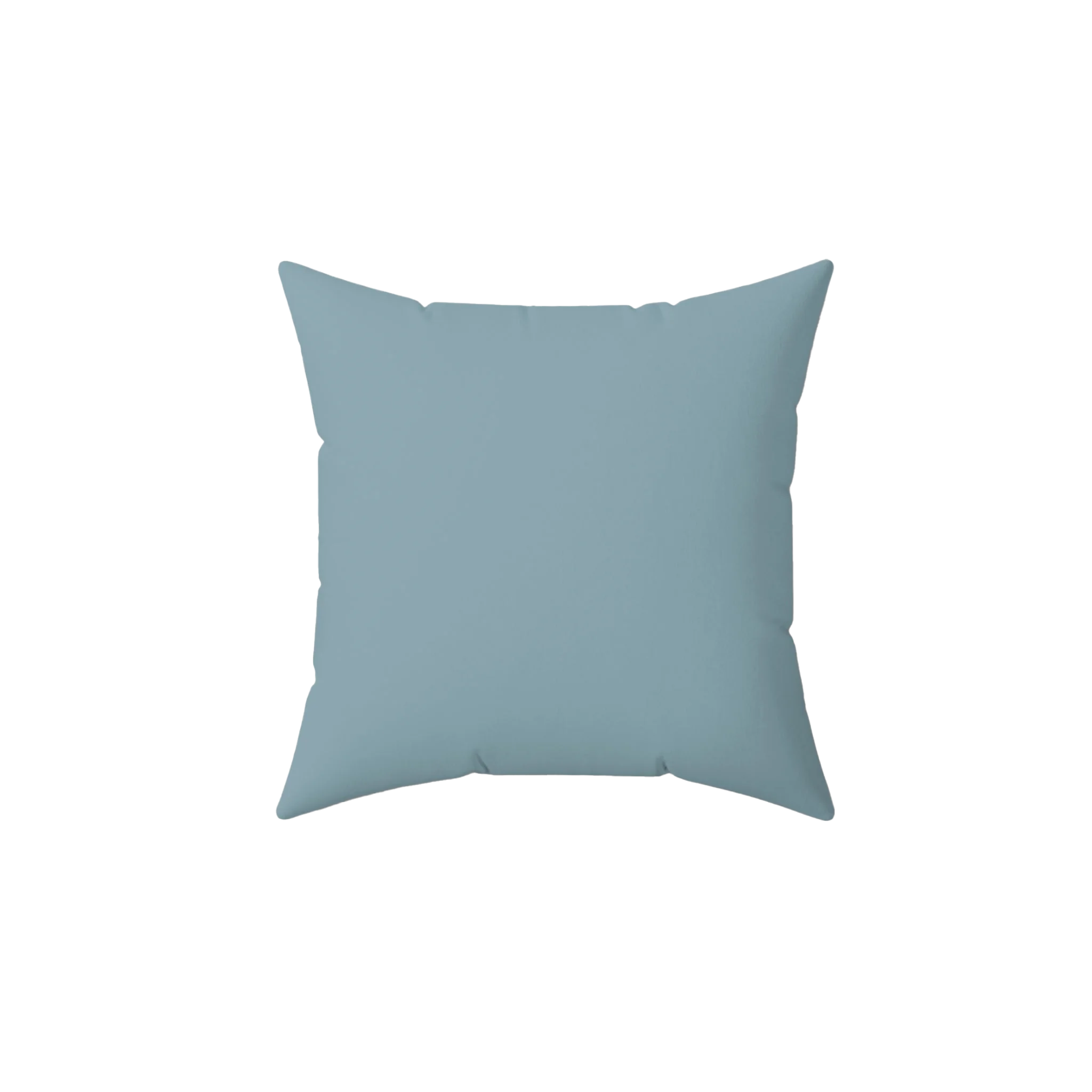 Danish blue faux suede throw pillow, front view.