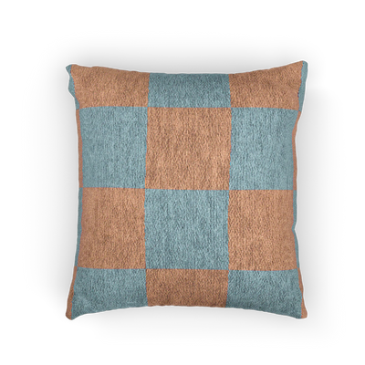 Danish Blue Checkered Woven Pillow