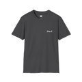 A dark heather perf retro graphic t-shirt featuring a bold 'Perf' graphic on the chest, front view.