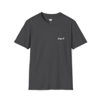 A dark heather perf retro graphic t-shirt featuring a bold 'Perf' graphic on the chest, front view.