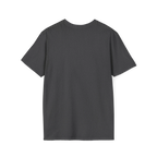 The plain back of the dark heather Trans Rights Are Human Rights T-Shirt.