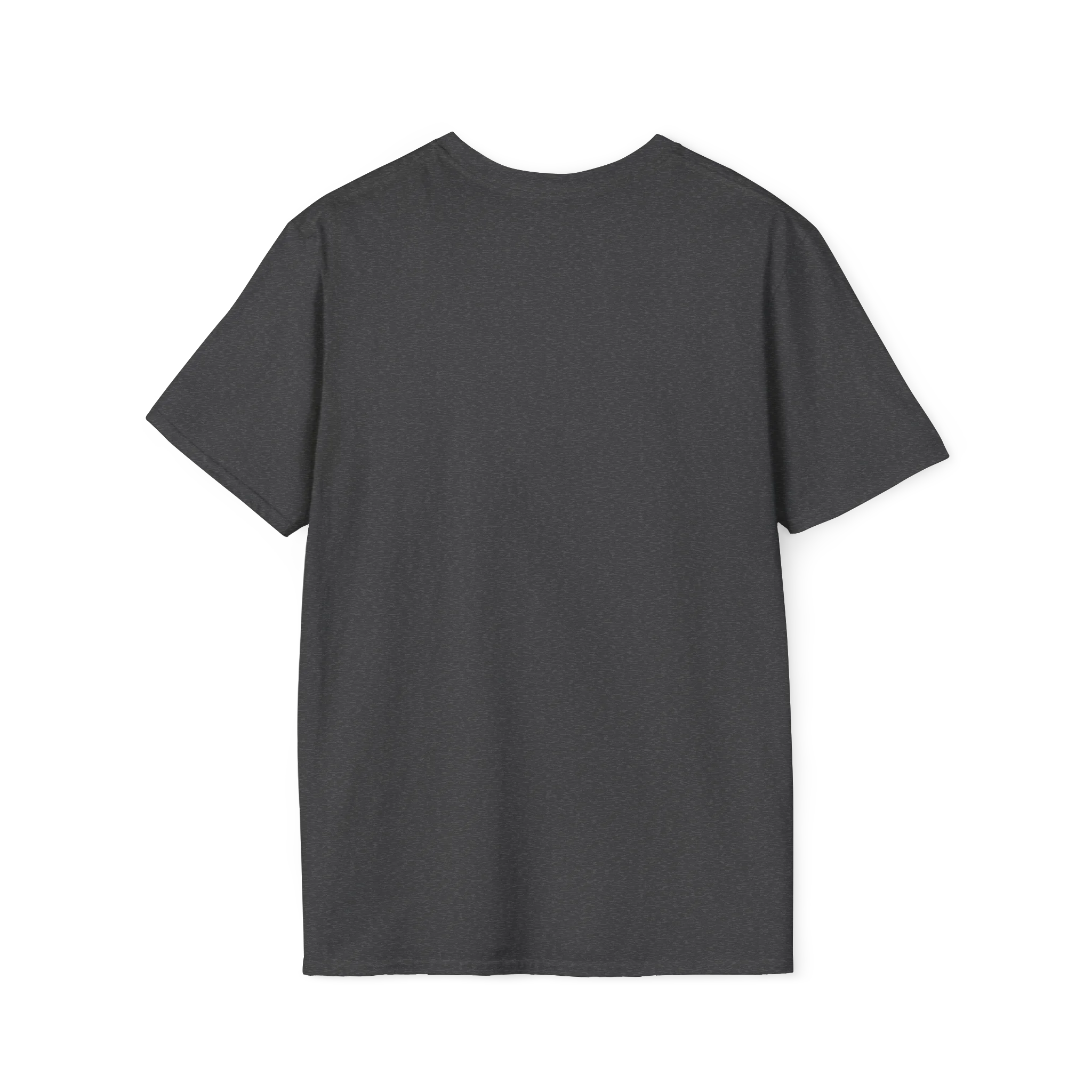 The plain back of the dark heather Trans Rights Are Human Rights T-Shirt.