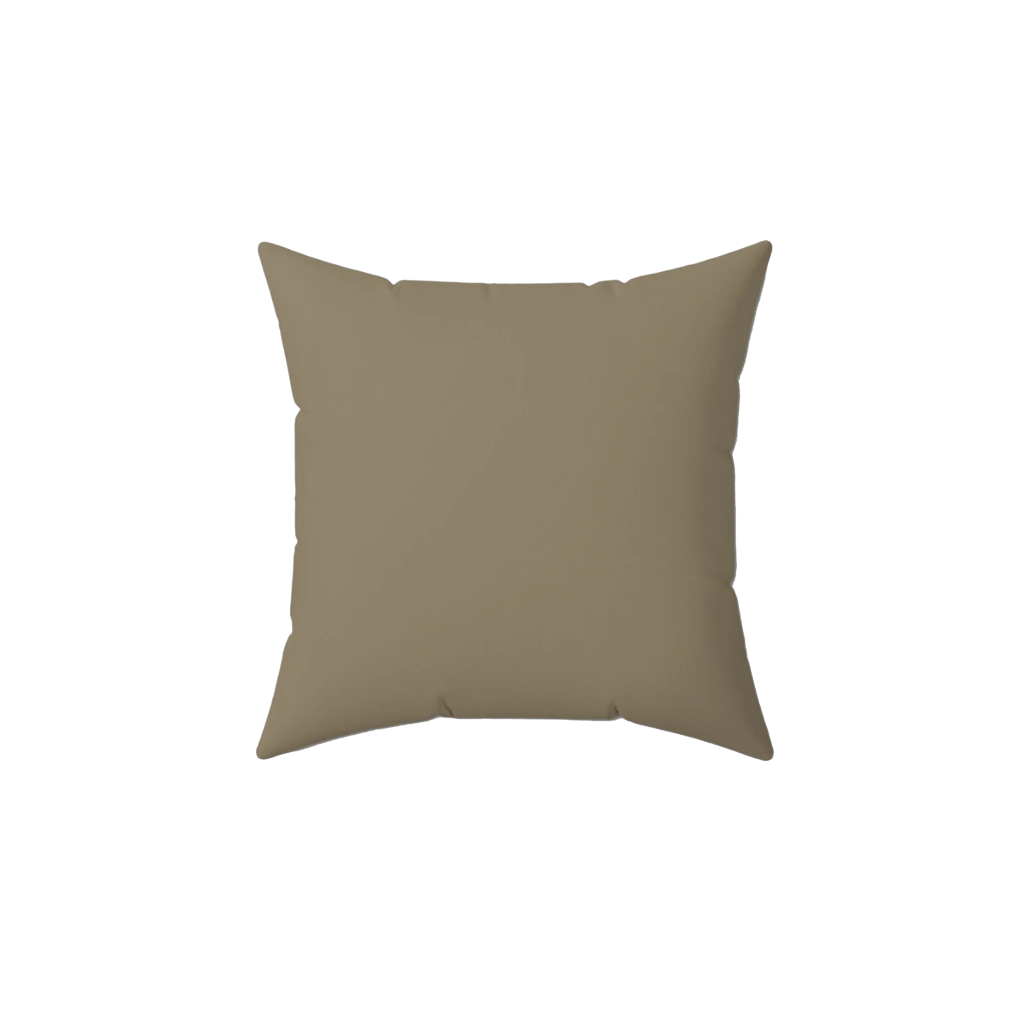 Dark neutral wood faux suede throw pillow, back view.