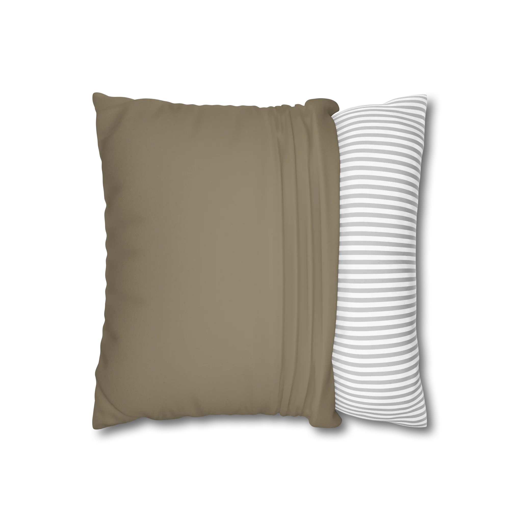 Dark Neutral Wood faux suede pillow case, open view.