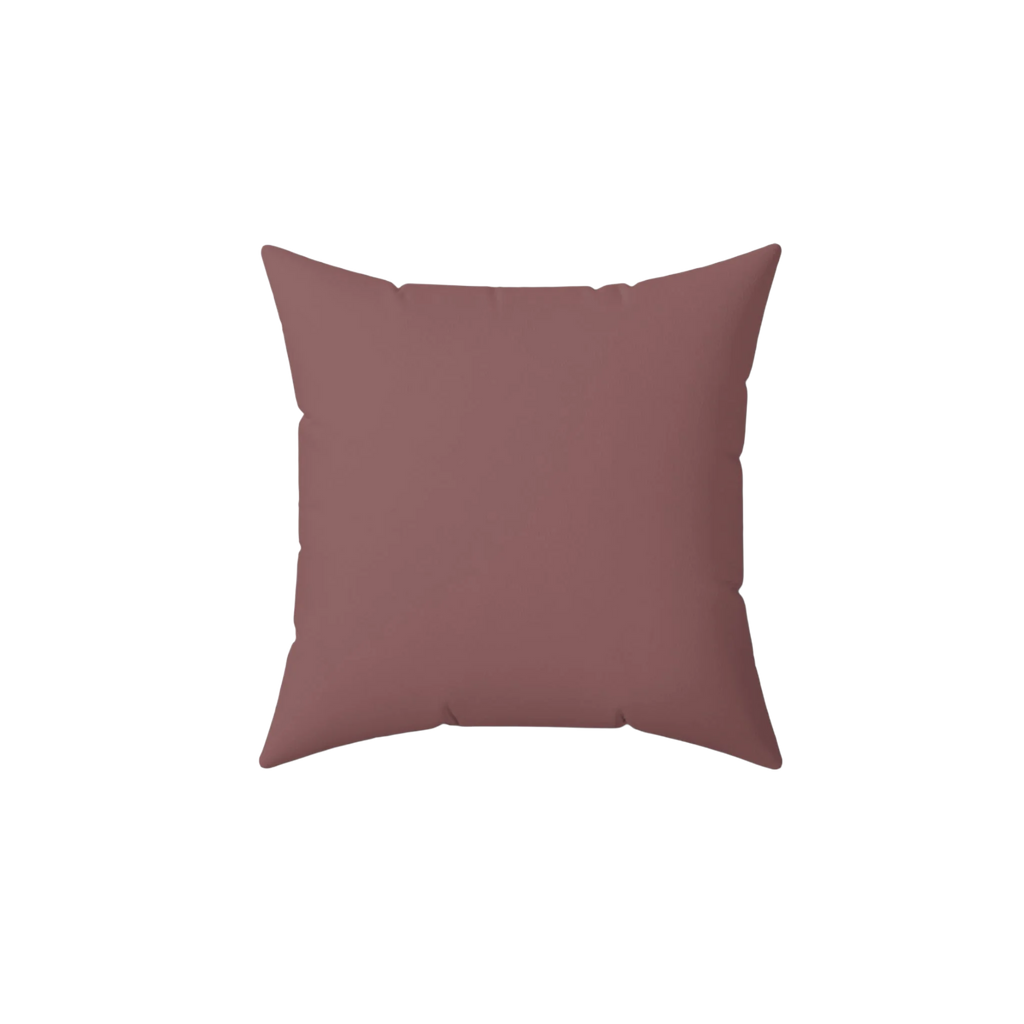 Dark old rose faux suede pillow, back view. 
