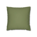 Dark Sage faux suede pillow case, back view.