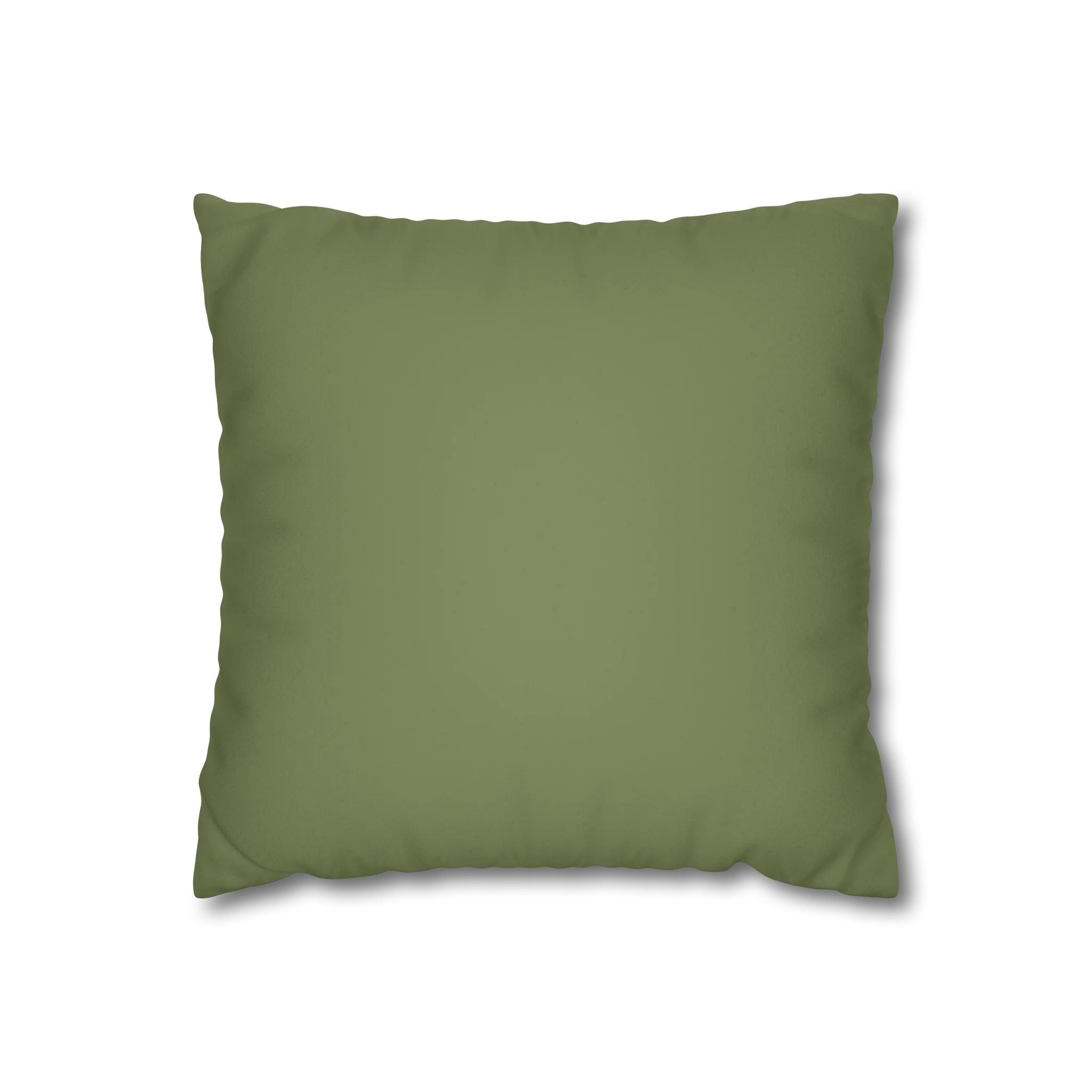 Dark Sage faux suede pillow case, back view.