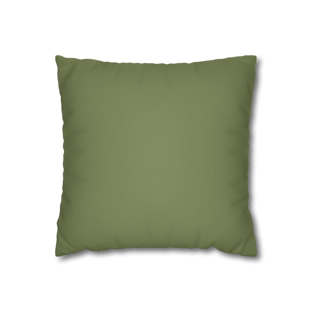 Dark Sage faux suede pillow case, front view.
