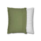 Dark Sage faux suede pillow case, open view.