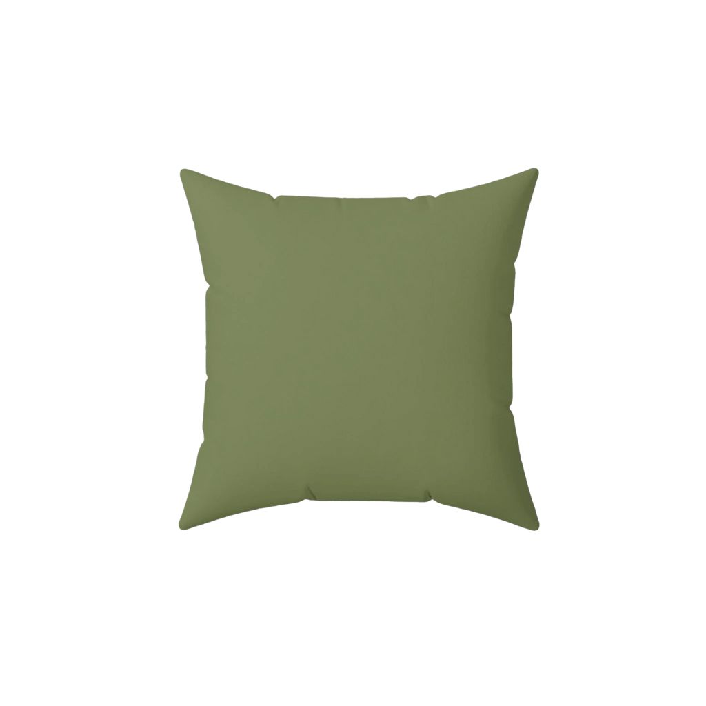 Dark sage faux suede throw pillow, front view.