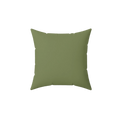 Dark sage faux suede throw pillow, front view.