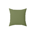Dark sage faux suede throw pillow, front view.
