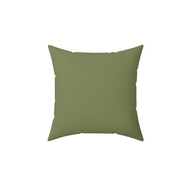 Dark sage faux suede throw pillow, front view.