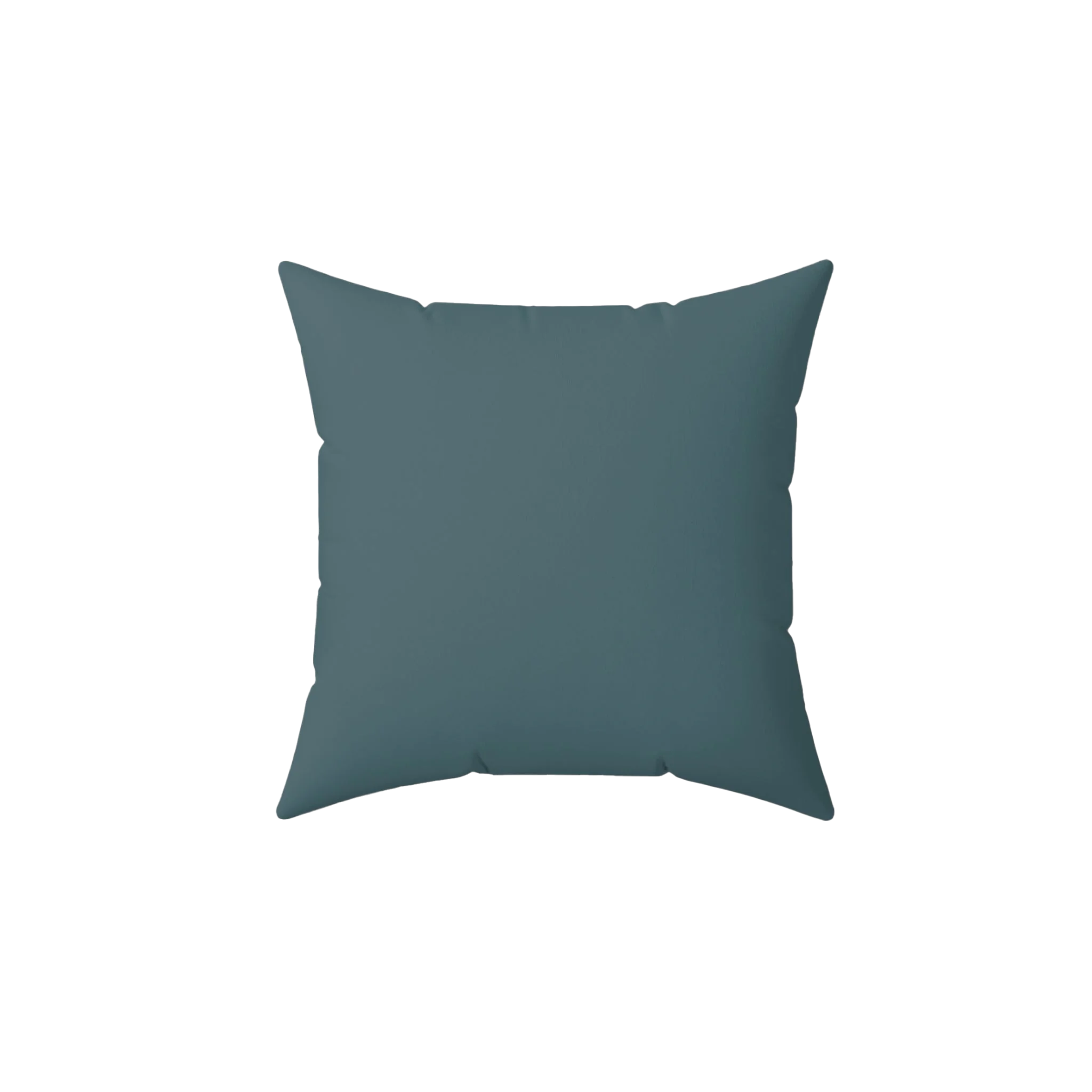 Deep space teal faux suede throw pillow, back view.