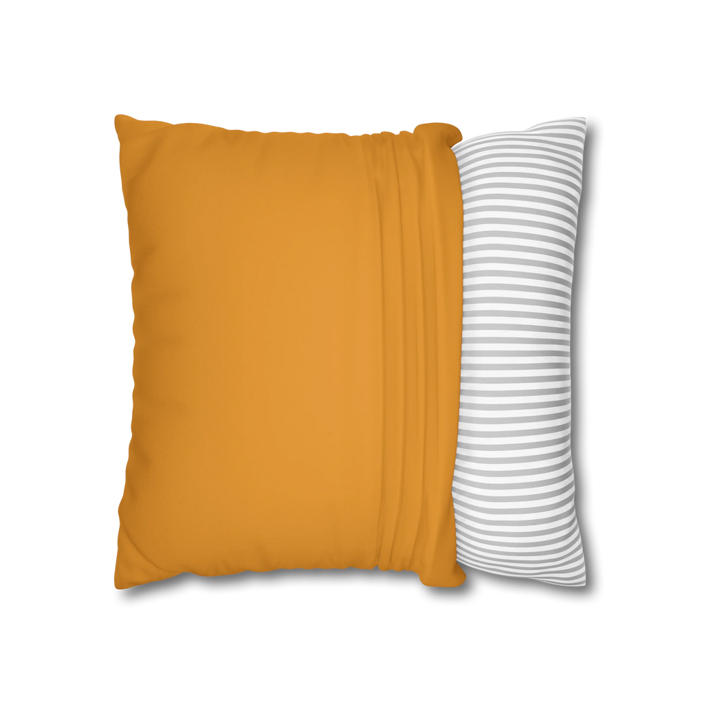 Dixie Orange faux suede pillow case, open view.
