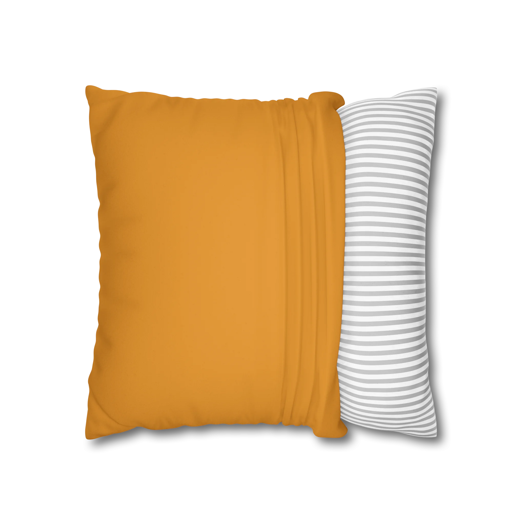 Dixie Orange faux suede pillow case, open view.