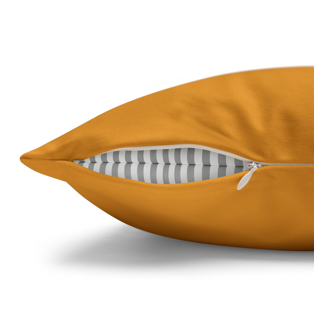 Dixie Orange faux suede pillow case, zipper view.