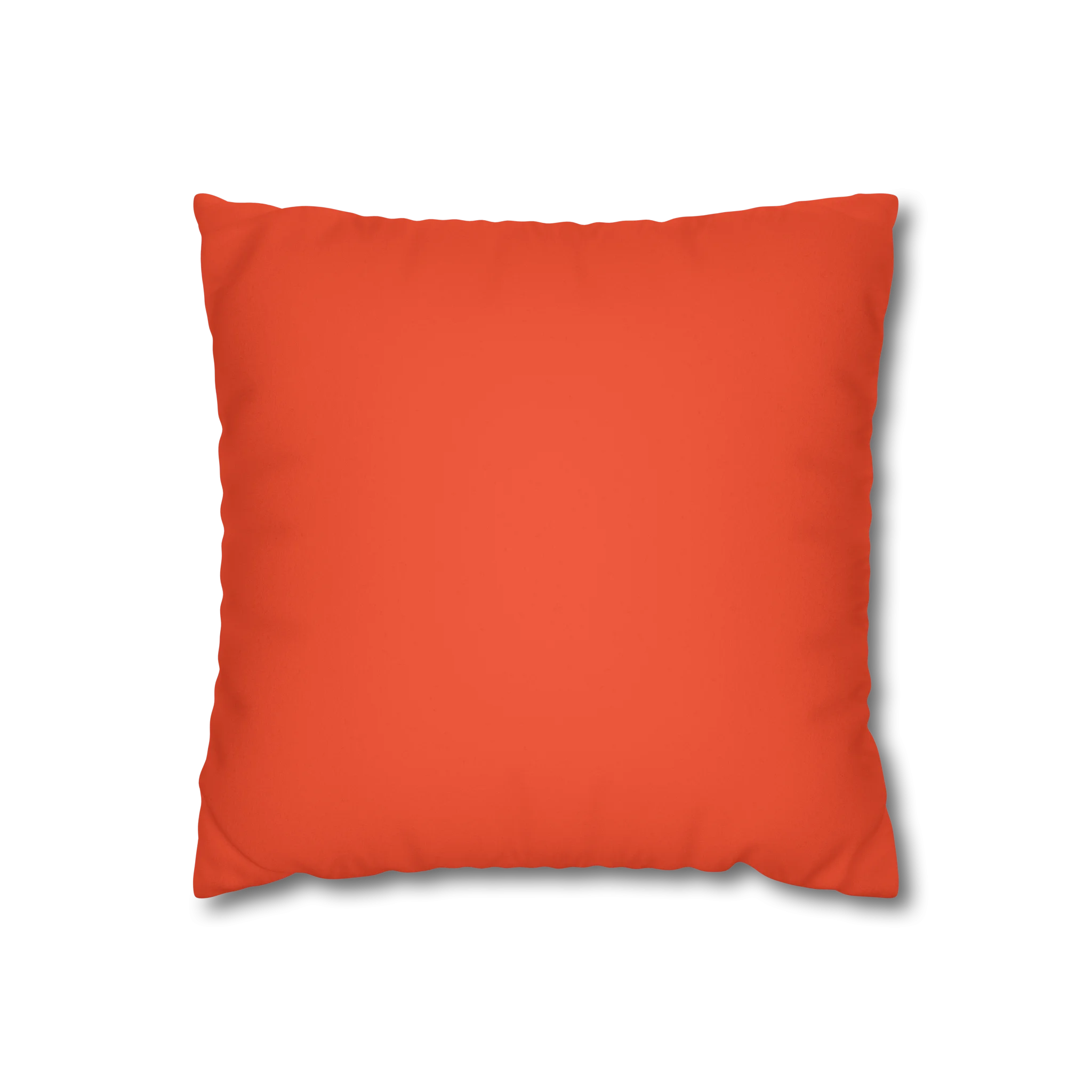 Dragon fire red faux suede pillow case, back view.