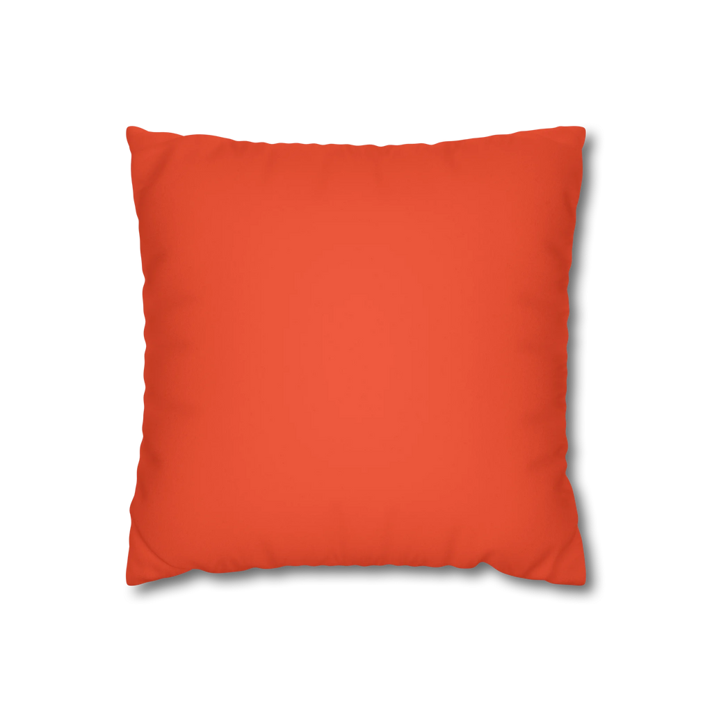 Dragon fire red faux suede pillow case, front view.
