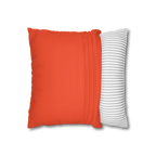 Dragon fire red faux suede pillow case, open view.