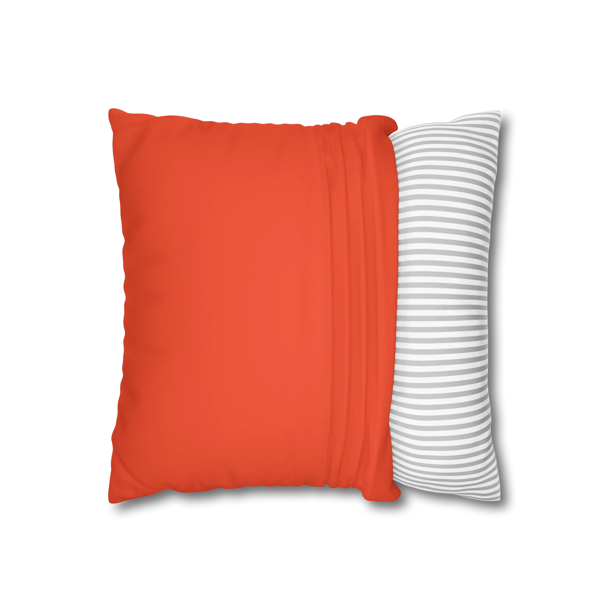 Dragon fire red faux suede pillow case, open view.