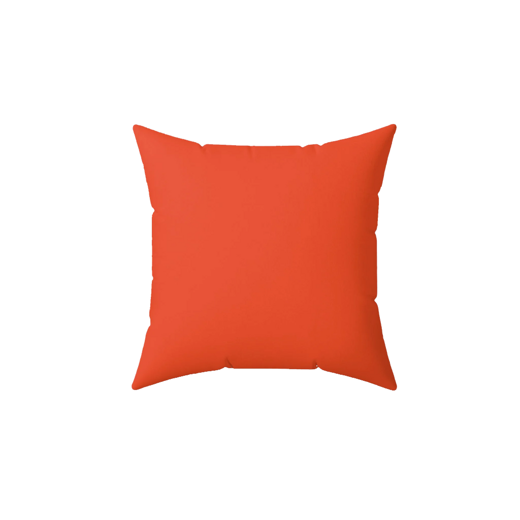 Dragon fire red faux suede throw pillow, back view.