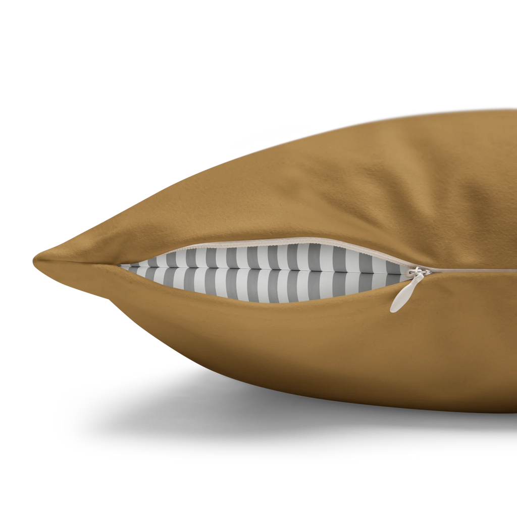 Driftwood Brown faux suede pillow case, zipper view.