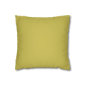 Dull gold yellow faux suede pillow case, front view.