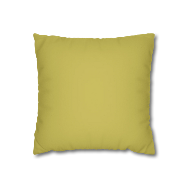 Dull gold yellow faux suede pillow case, front view.