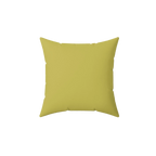 Dull gold yellow faux suede throw pillow, front view.