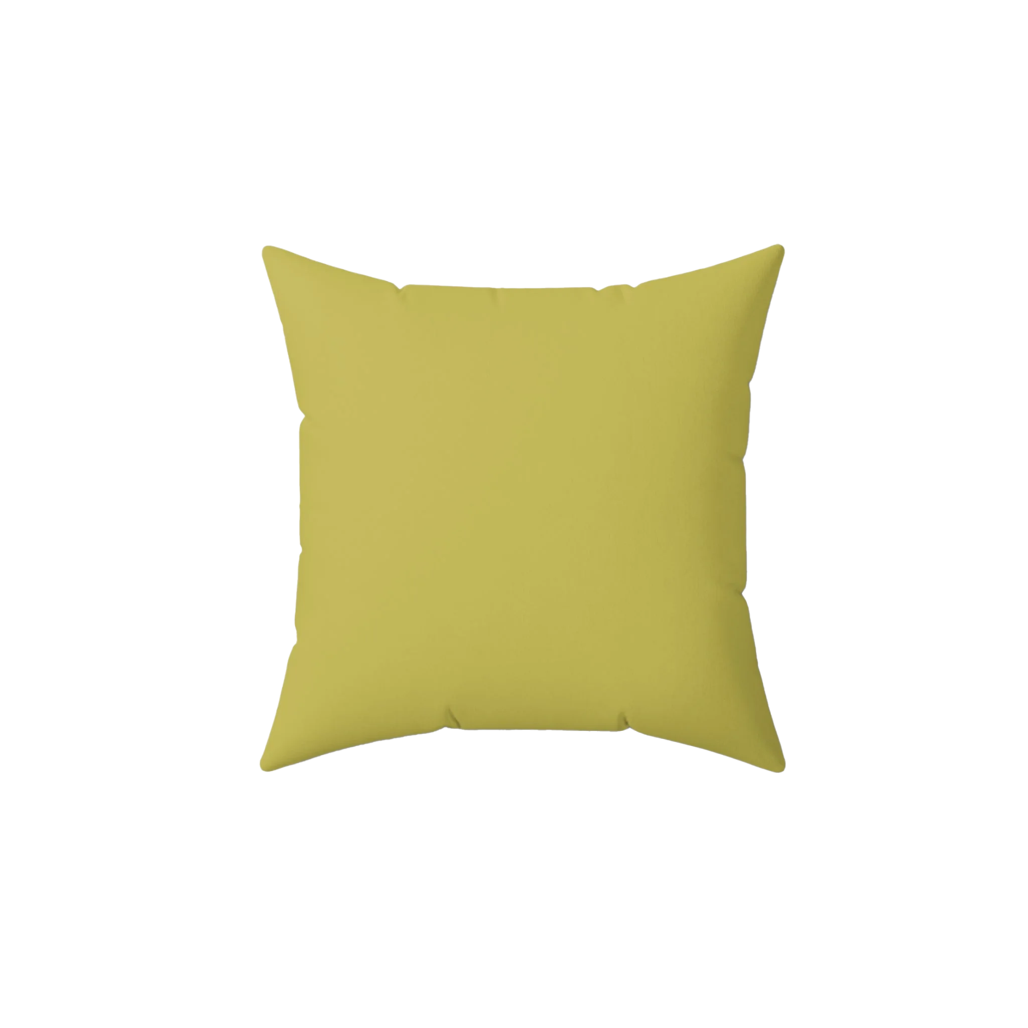 Dull gold yellow faux suede throw pillow, front view.