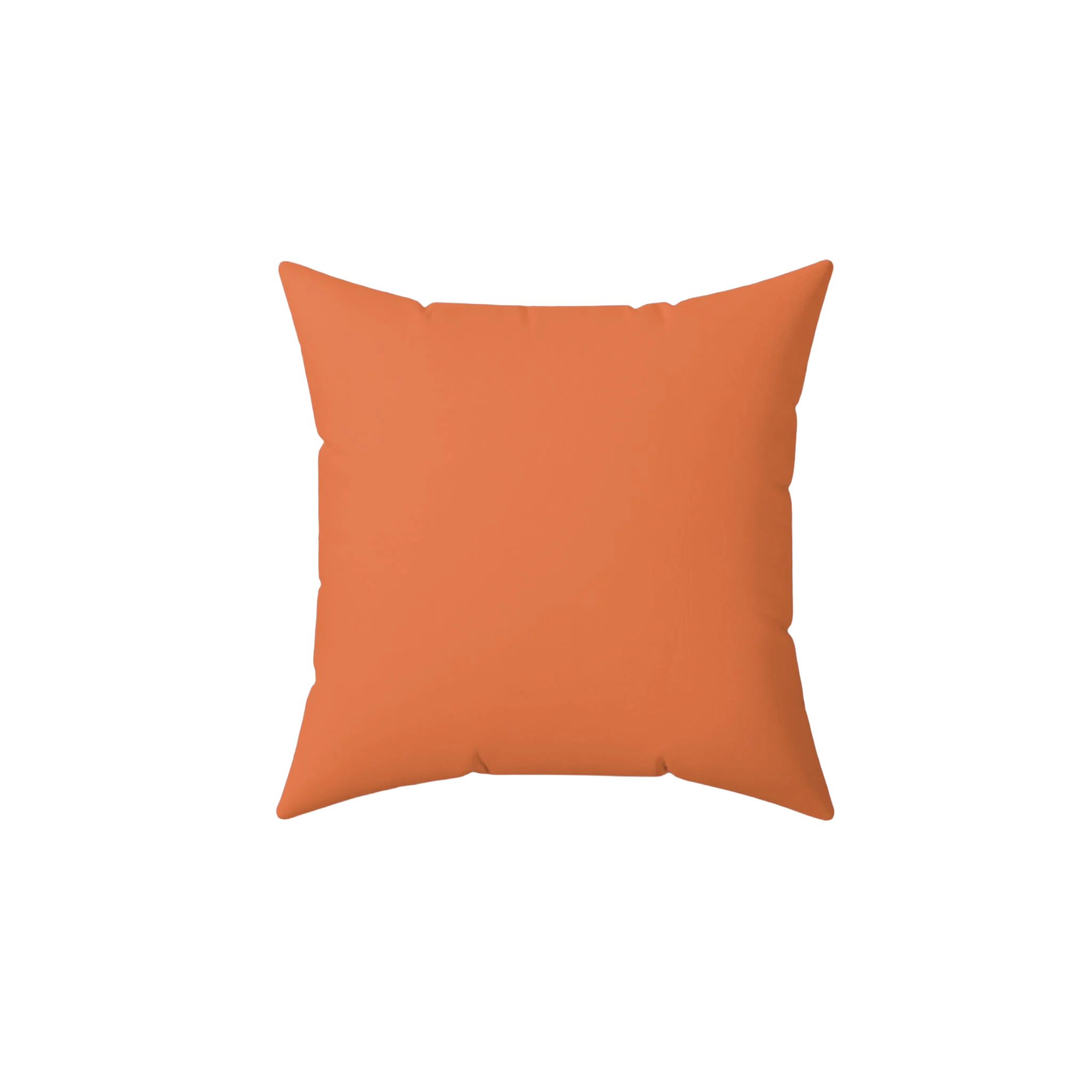 Dusty orange faux suede throw pillow, front view.