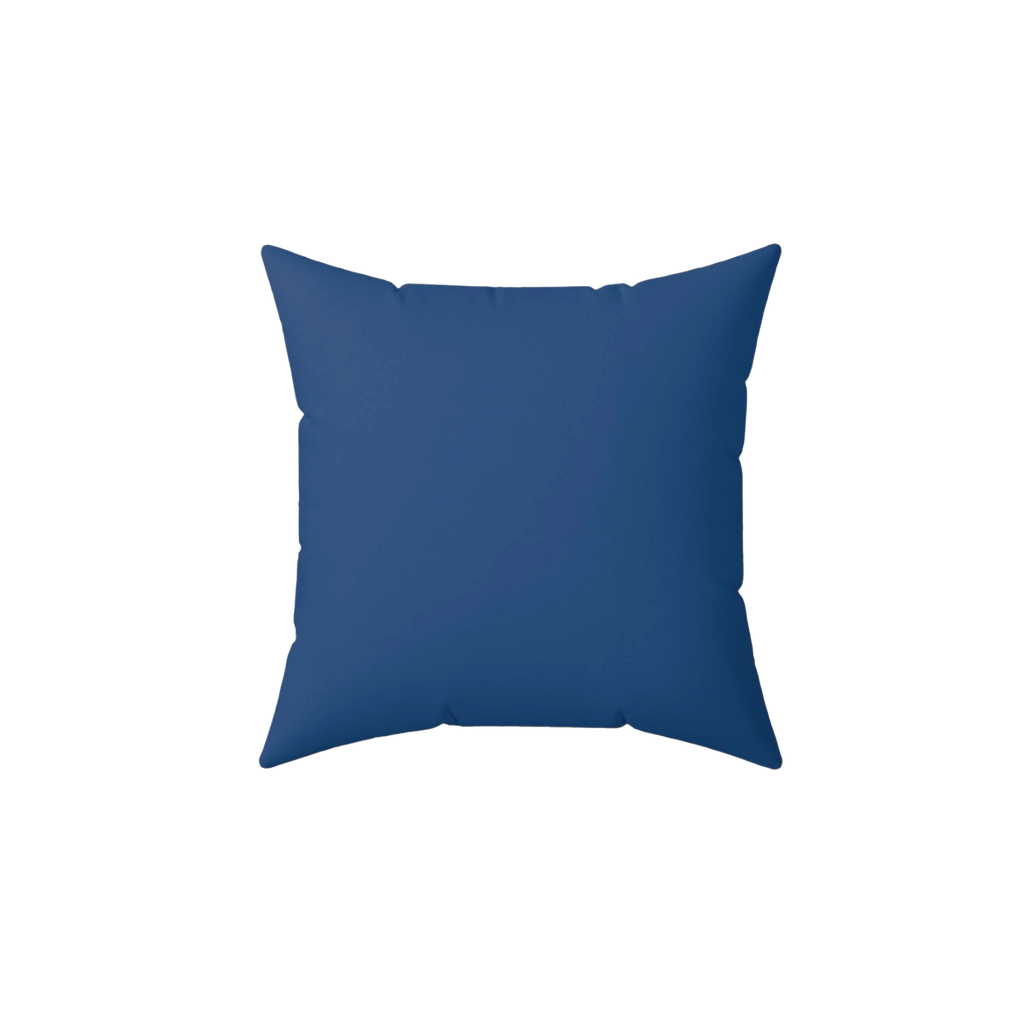 Elegant Blue Faux Suede Pillow, front view.