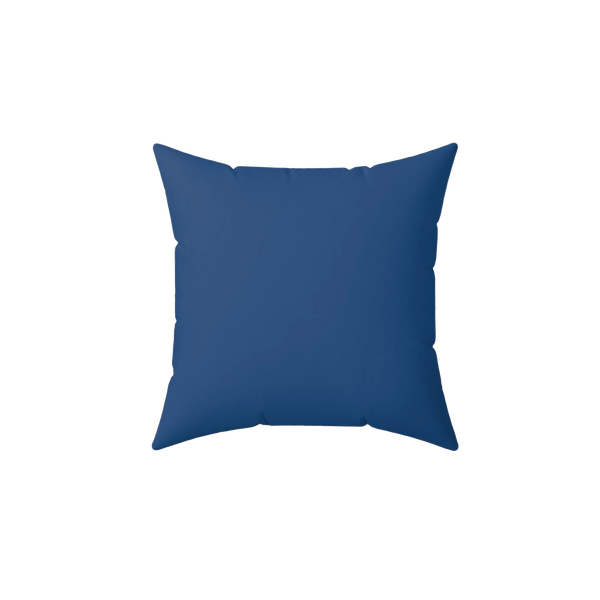 Elegant Blue Faux Suede Pillow, front view.