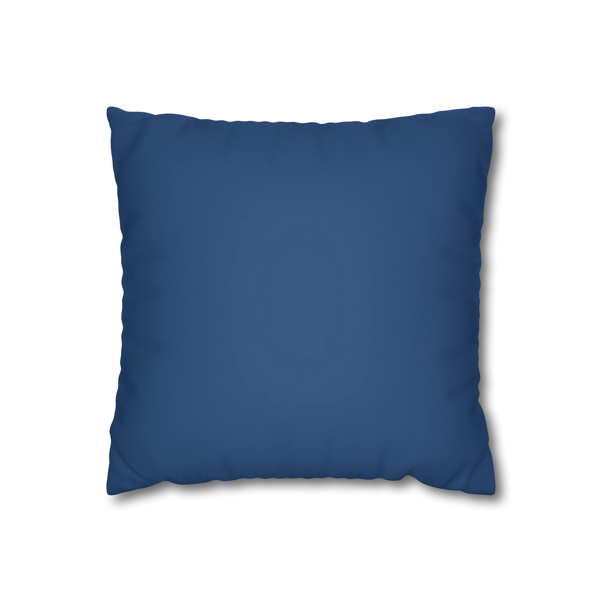Elegant Blue faux suede pillow case, front view.