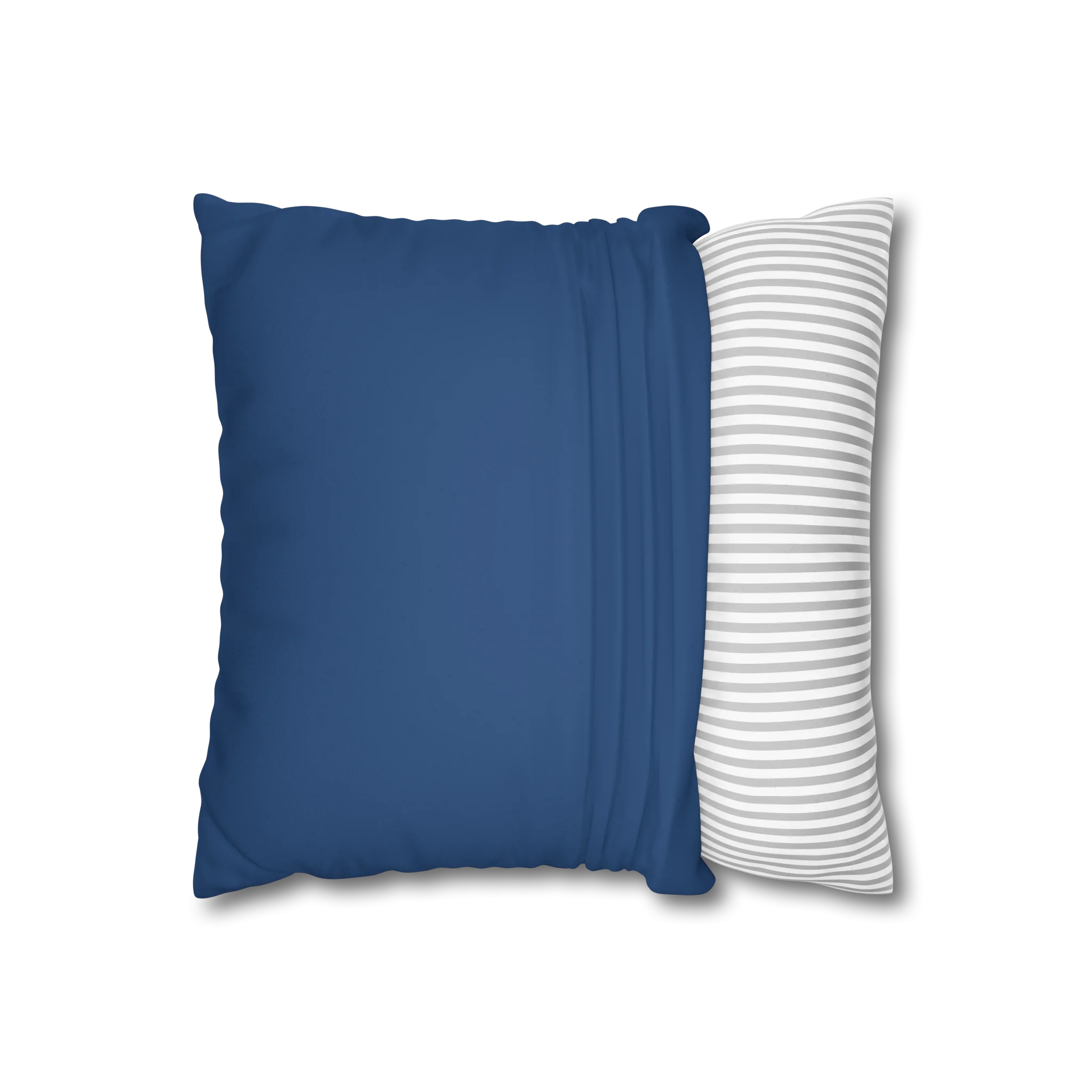 Elegant Blue faux suede pillow case, open view.
