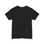 Black cotton tee, back view, showing a plain back with no visible graphic.