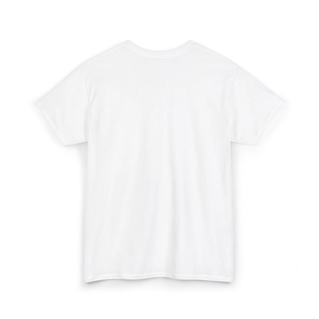 White cotton tee, back view, showing a plain back with no visible graphic.