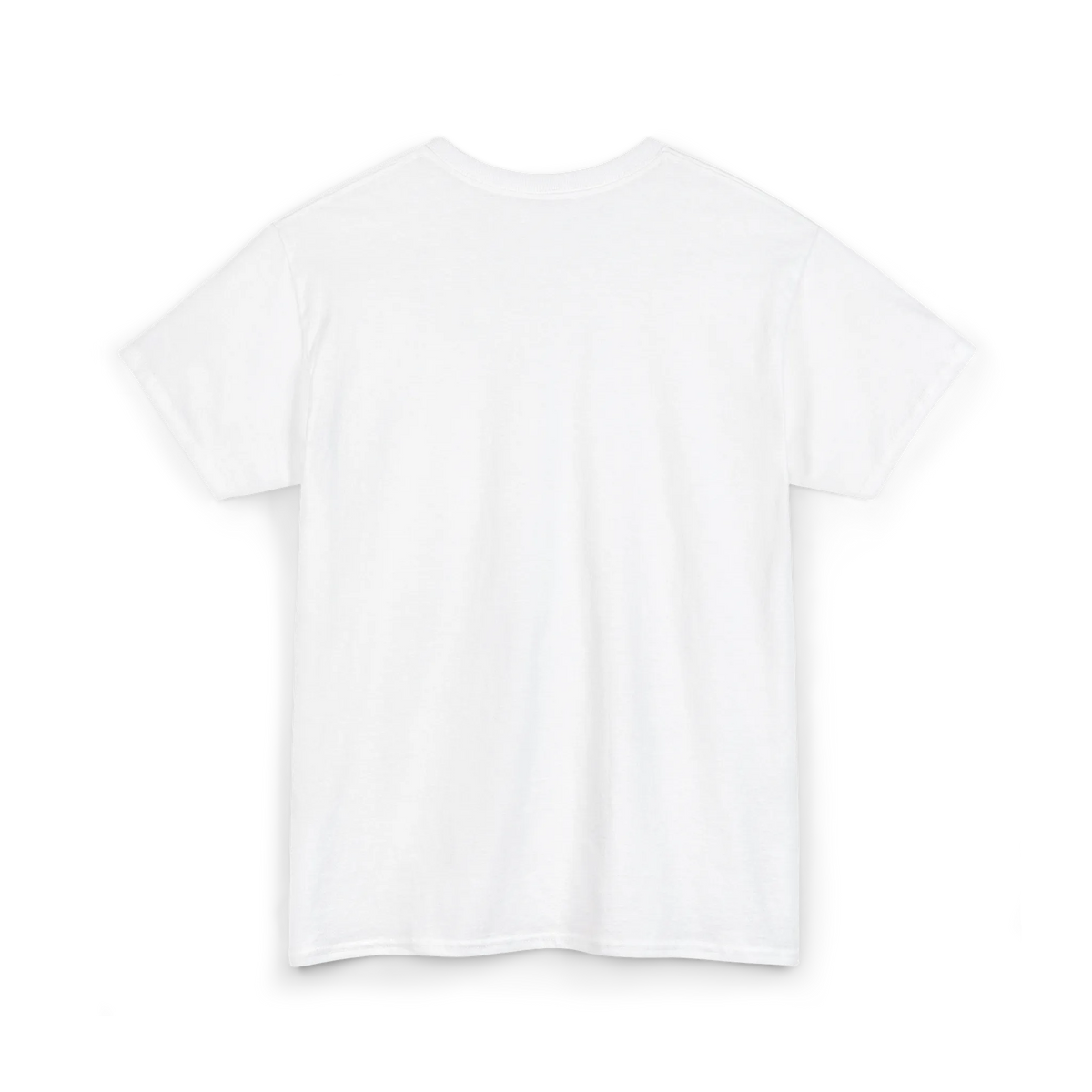 White cotton tee, back view, showing a plain back with no visible graphic.