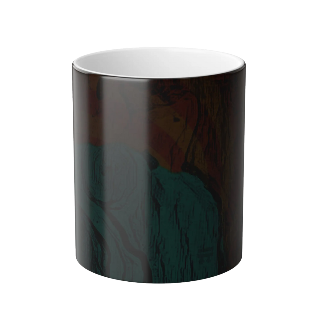 Freebrd Abstract Bare Lady 11oz color changing mug cold view displaying solid black before heat is applied.
