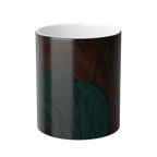 Freebrd Abstract Bare Lady 11oz color changing mug cold view displaying solid black before heat is applied.