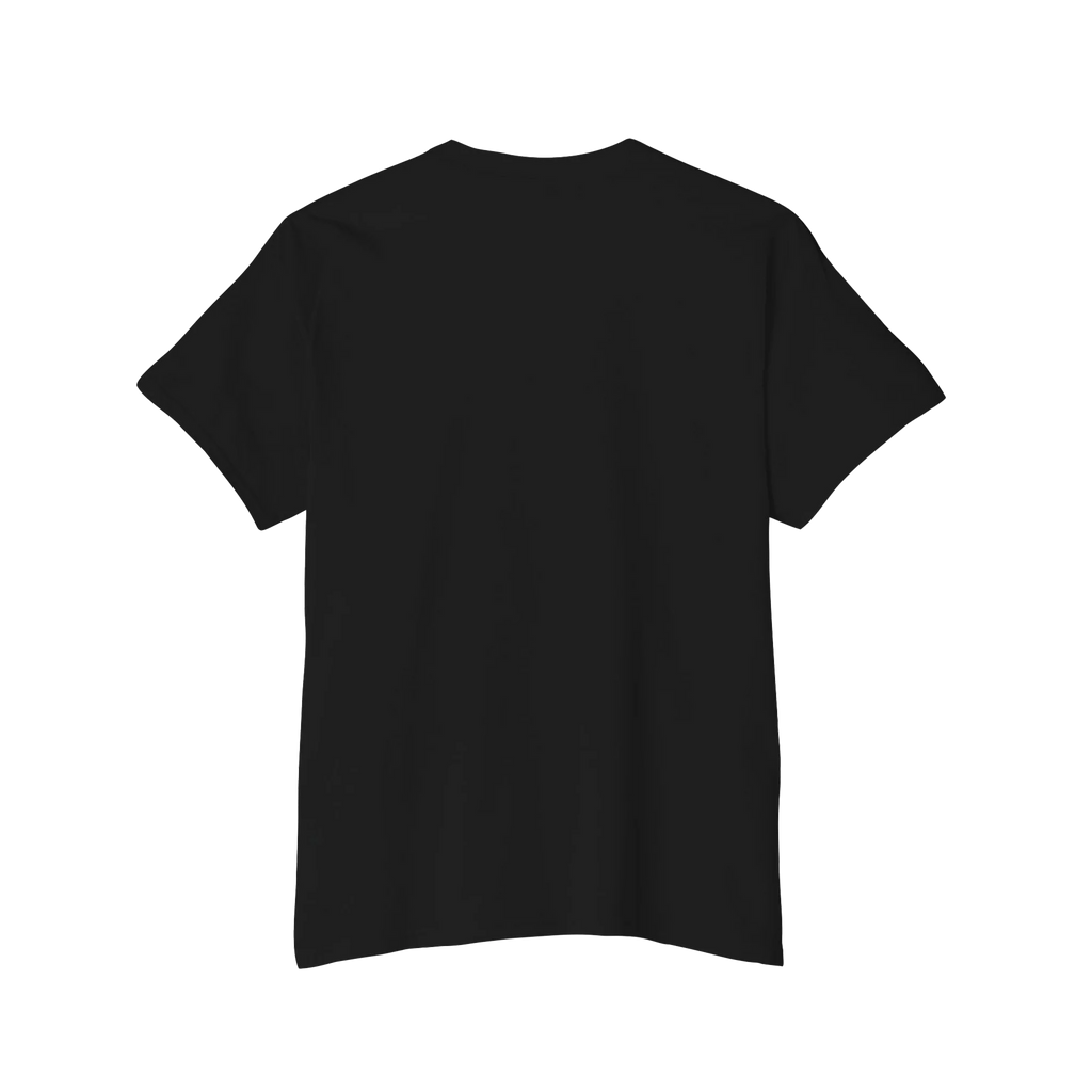 The plain back of the FREEBRD Bone Chikn Logo Classic Cotton Black Pocket Tee.